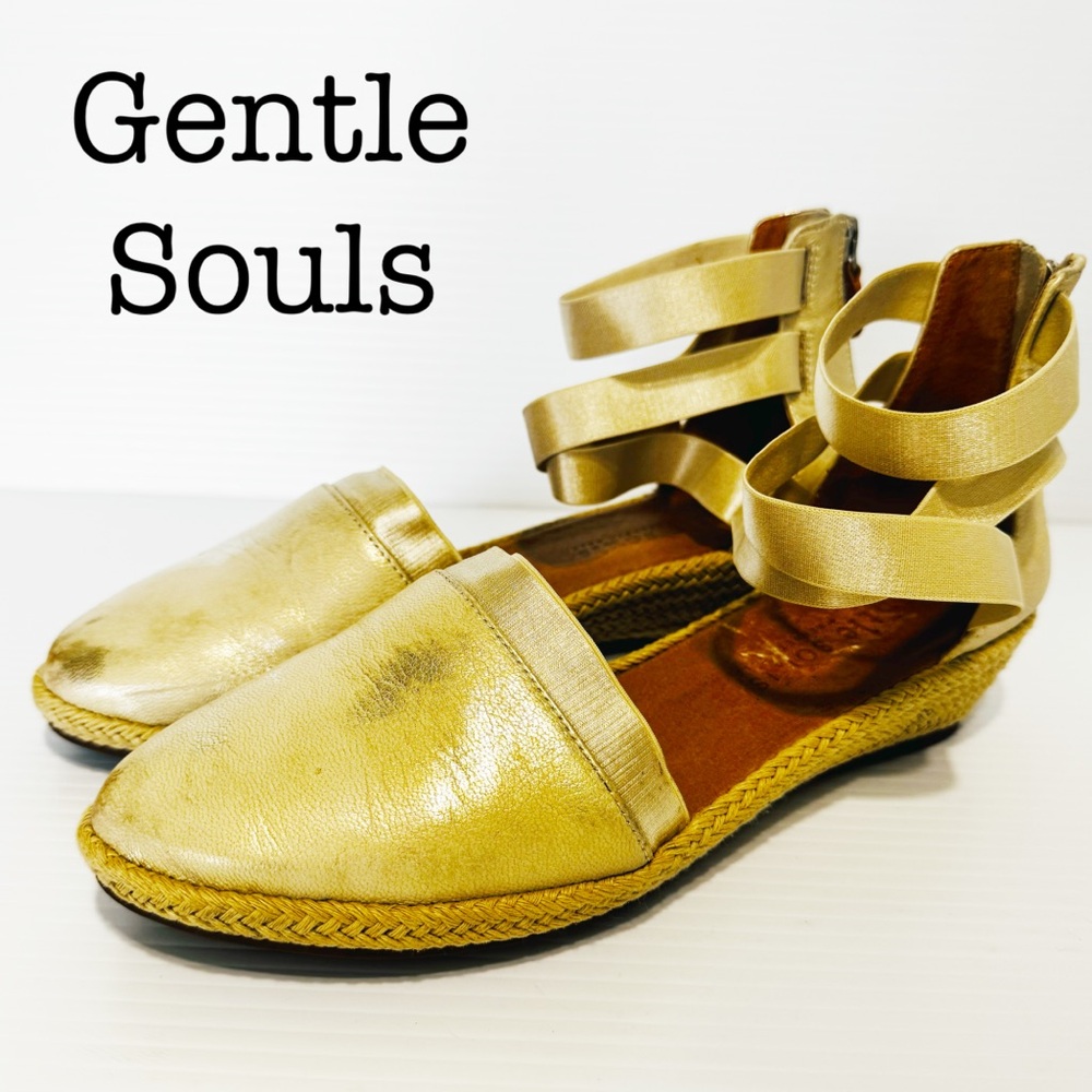 Gentle Souls Demi Gold Espadrilles with Soft Leather Size 8 1/2